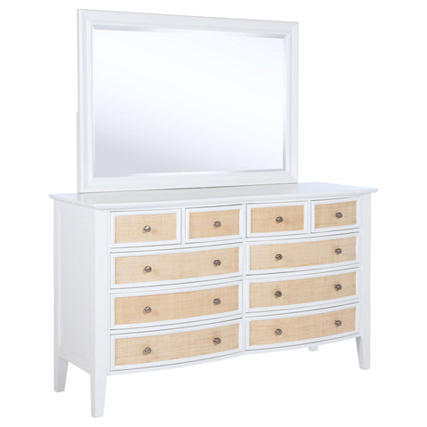 Allora 10-drawer Dresser and Mirror WhiteWhite
