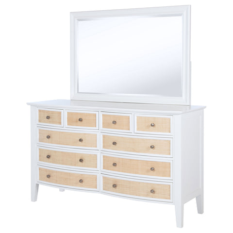 Allora 10-drawer Dresser and Mirror WhiteWhite