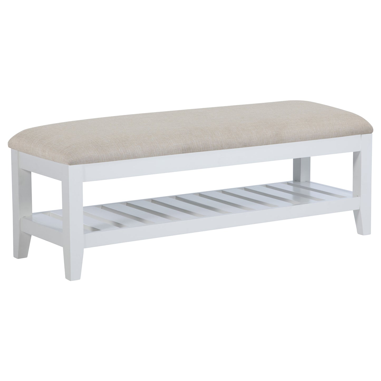 allora upholstered rectangular bench with shelf whitewhite