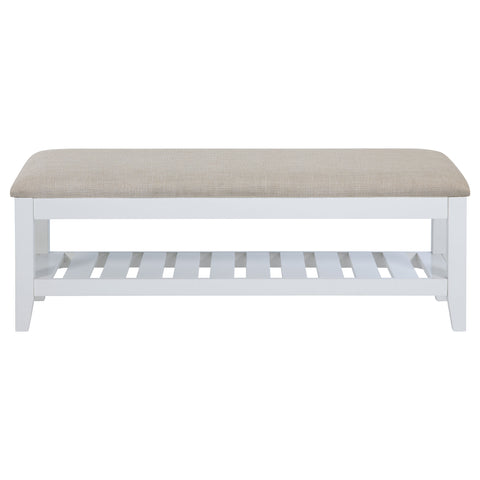Allora Upholstered Rectangular Bench with Shelf WhiteWhite