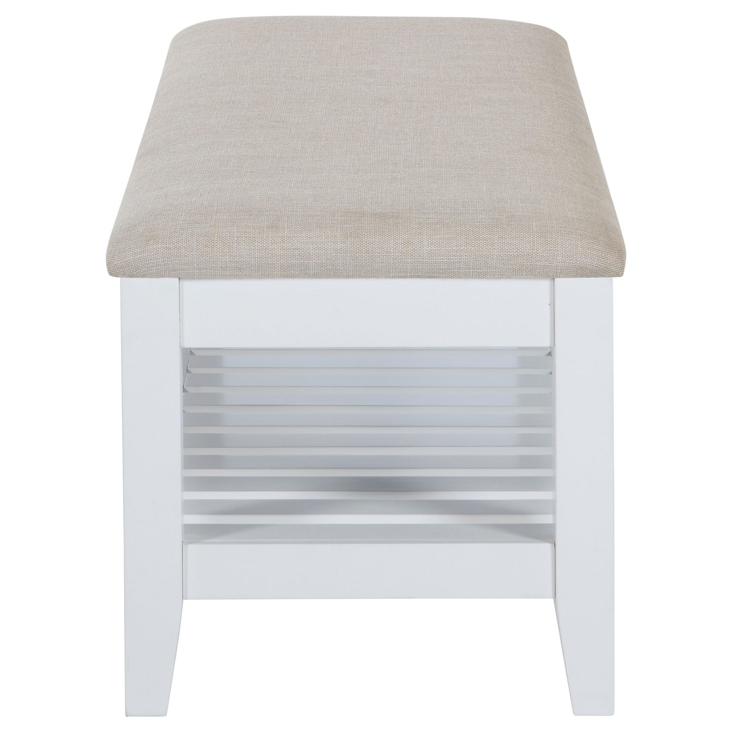 allora upholstered rectangular bench with shelf whitewhite
