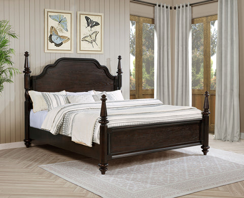 Eliza 63-inch Four Poster Eastern King Bed Dark OakDark Oak