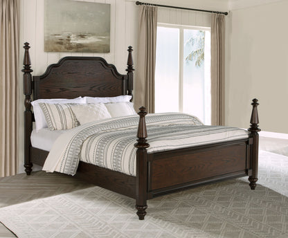 Eliza 63-inch Four Poster Queen Bed Dark OakDark Oak