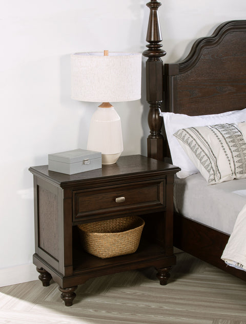 Eliza 1-drawer Nightstand Bedside Table Dark OakDark Oak