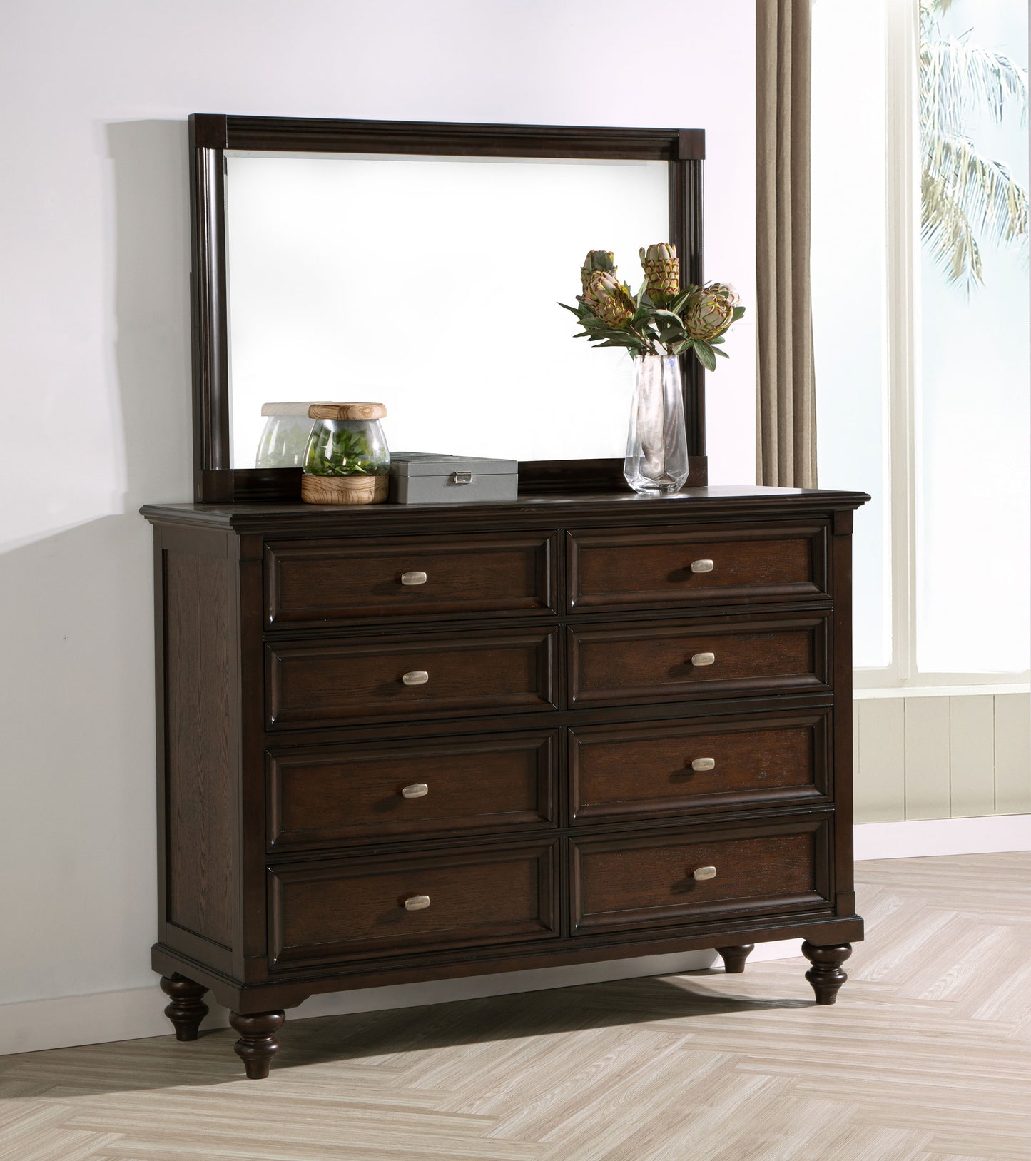 eliza 8-drawer dresser and mirror dark oakdark oak