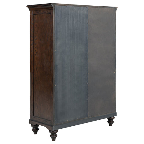 Eliza 6-drawer Tempered Glass Door Chest Dark OakDark Oak