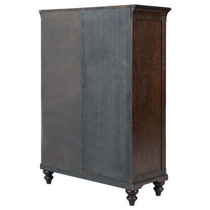 Eliza 6-drawer Tempered Glass Door Chest Dark OakDark Oak