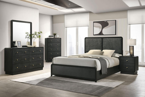 Trini 51-inch Upholstered Full Panel Bed Black
