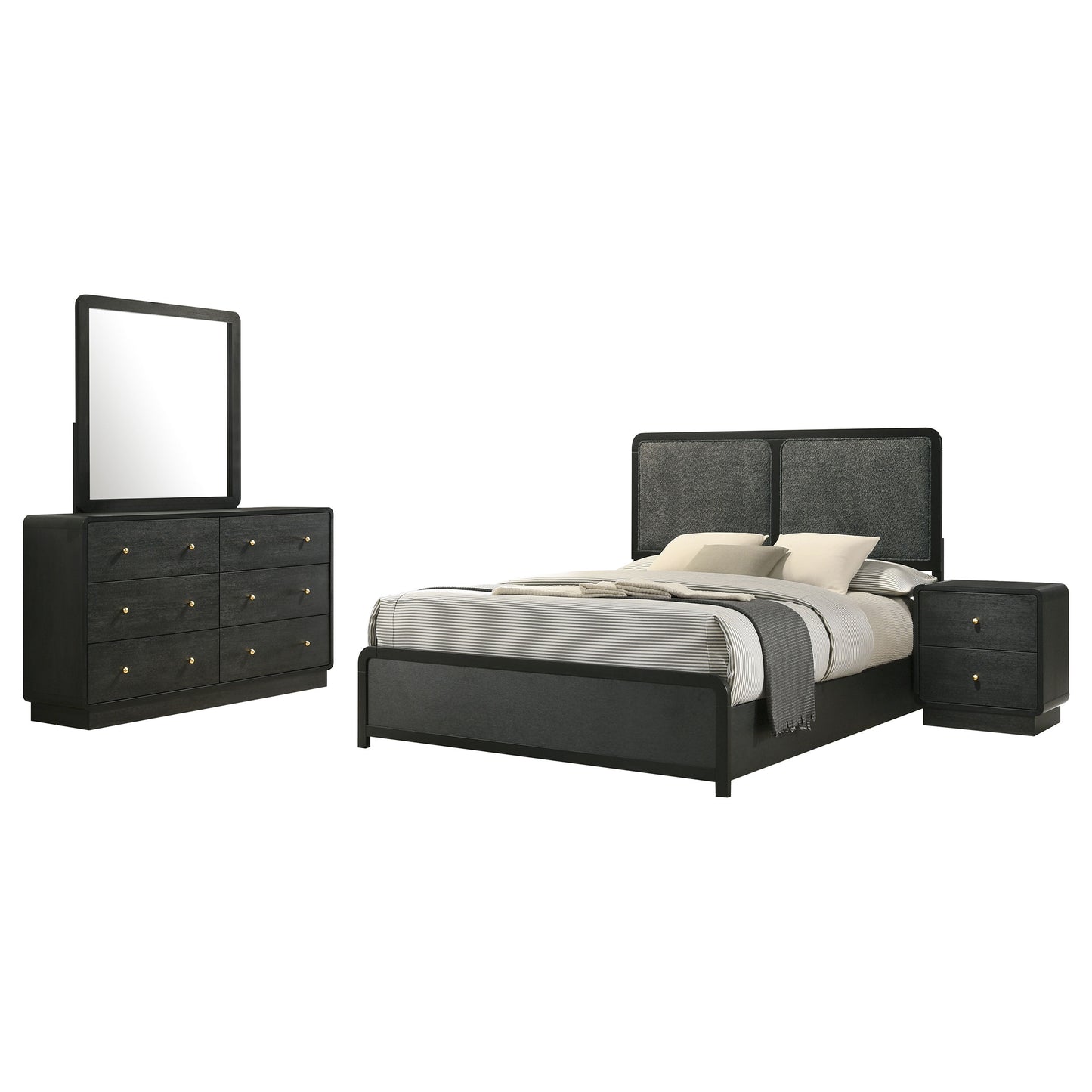 regina 4-piece queen bedroom set blackblack