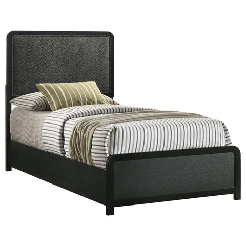 Trini 51-inch Upholstered Twin Panel Bed Black
