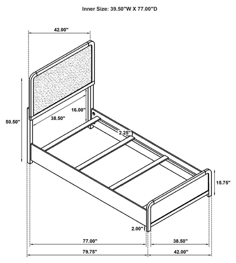 Trini 51-inch Upholstered Twin Panel Bed Black