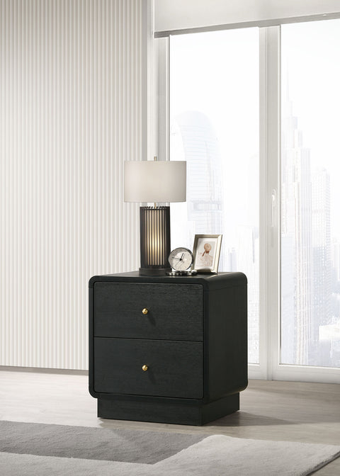 Regina 2-drawer Nightstand Bedside Table BlackBlack