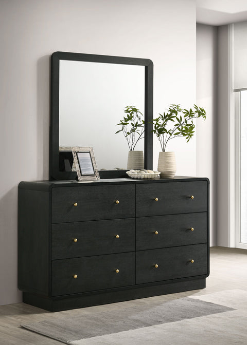 Regina 6-drawer Dresser and Mirror BlackBlack