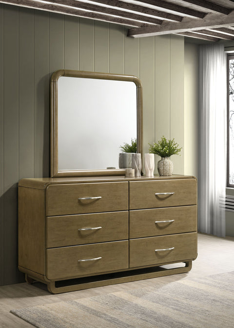 Afshan 6-drawer Dresser and Mirror NutmegNutmeg