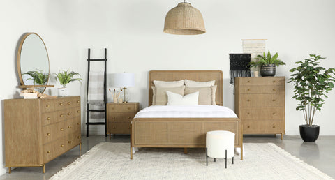 Elmcrest 5-piece Queen Bedroom Set Sand Wash and Natural CaneSand Wash / Natural Cane