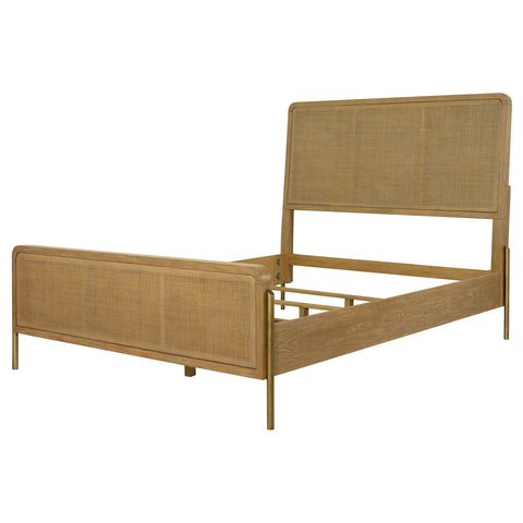 Elmcrest Rattan Queen Panel Bed Sand Wash and Natural CaneSand Wash / Natural Cane