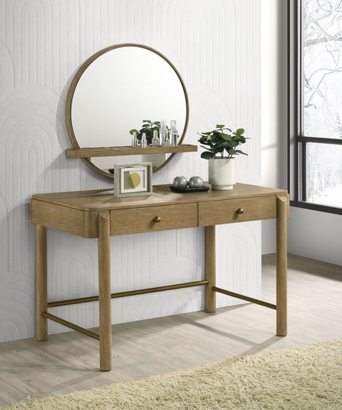 Elmcrest 2-piece Makeup Vanity Table and Mirror Set Sand WashSand Wash