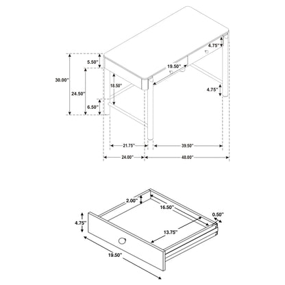 Janine 2-drawer Vanity Desk Makeup Table Sand Wash