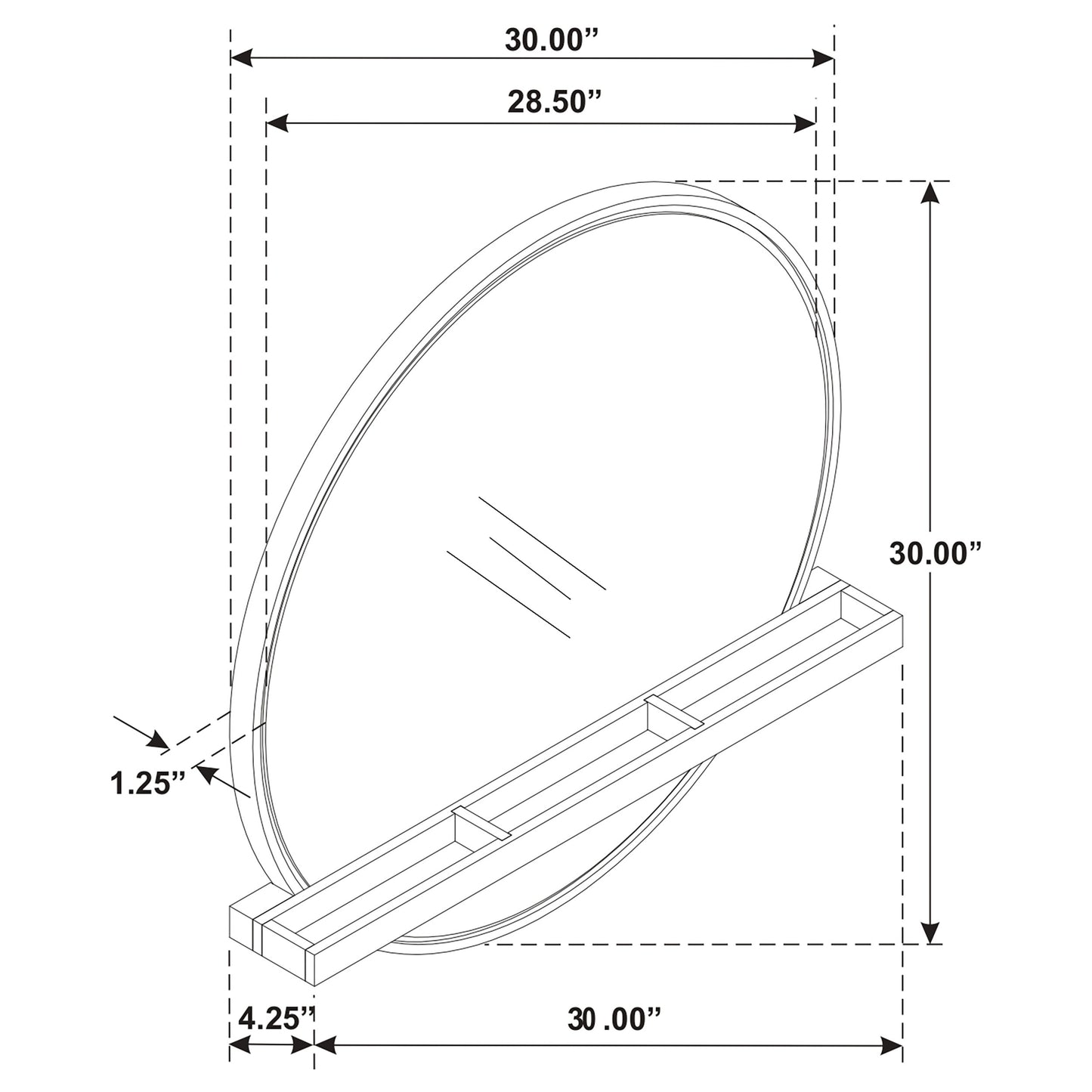 janine round vanity wall mirror with shelf sand wash