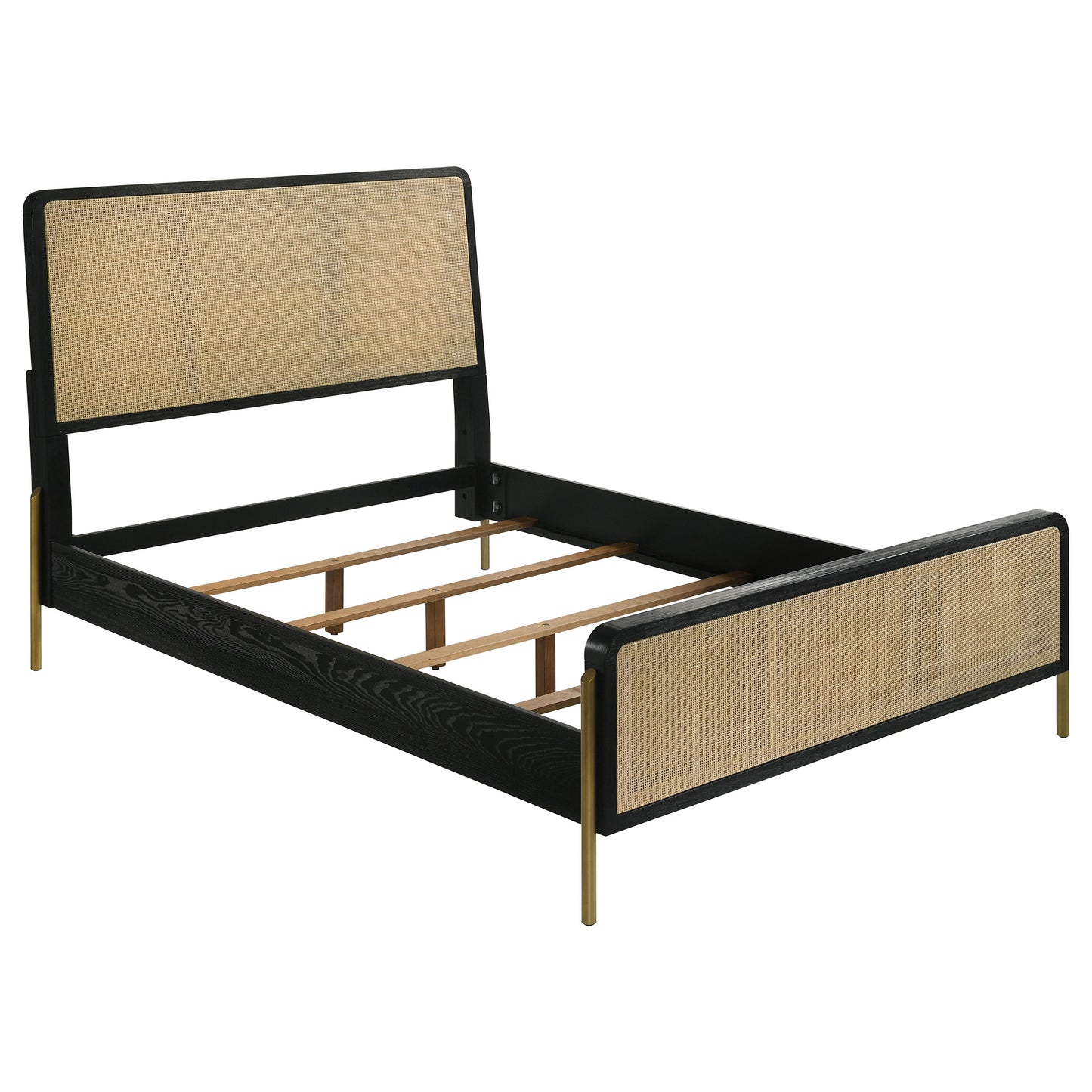 janine rattan eastern king panel bed black and natural