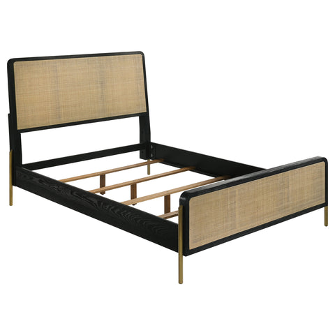 Elmcrest Rattan Eastern King Panel Bed Black and NaturalBlack / Natural