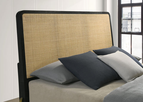 Tilbury Rattan California King Panel Bed Black and Natural