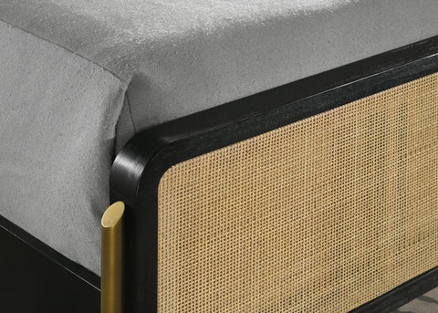 Tilbury Rattan California King Panel Bed Black and Natural