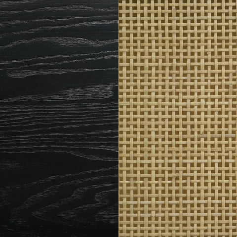 Elmcrest Rattan Queen Panel Bed Black and NaturalBlack / Natural