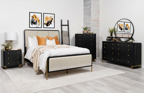 Tilbury 56-inch Eastern King Panel Bed Cream and Black