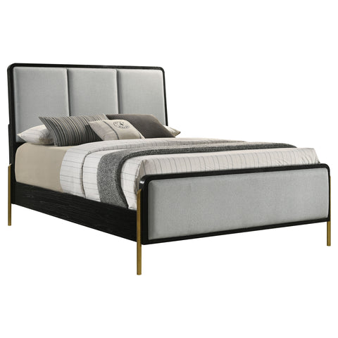 Elmcrest Upholstered Eastern King Panel Bed Black and GreyBlack / Grey