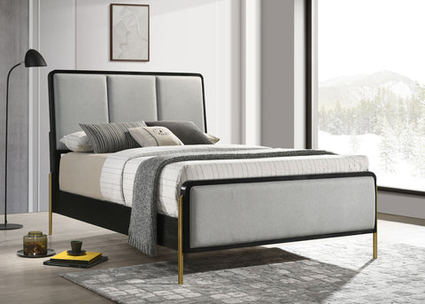 Elmcrest Upholstered Queen Panel Bed Black and GreyBlack / Grey