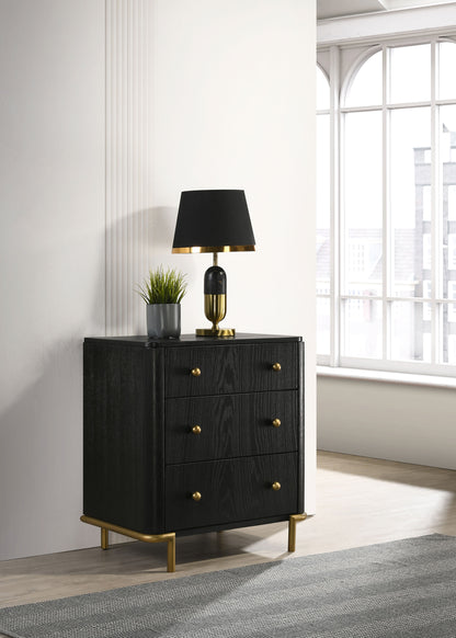 Janine 3-drawer Nightstand Black