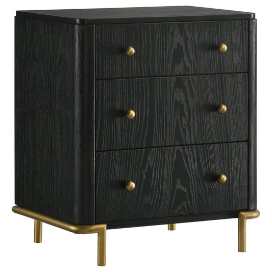 Janine 3-drawer Nightstand Black