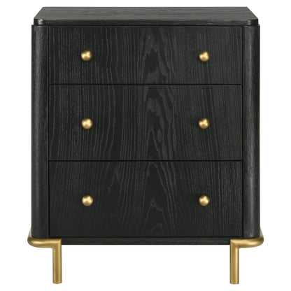 Janine 3-drawer Nightstand Black