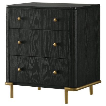 Janine 3-drawer Nightstand Black