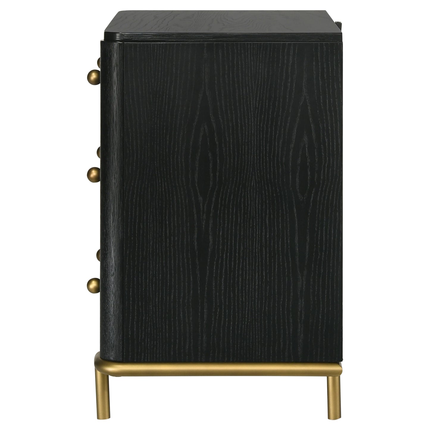 janine 3-drawer nightstand black