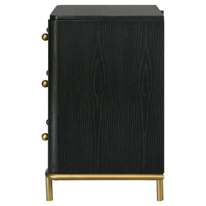 Janine 3-drawer Nightstand Black