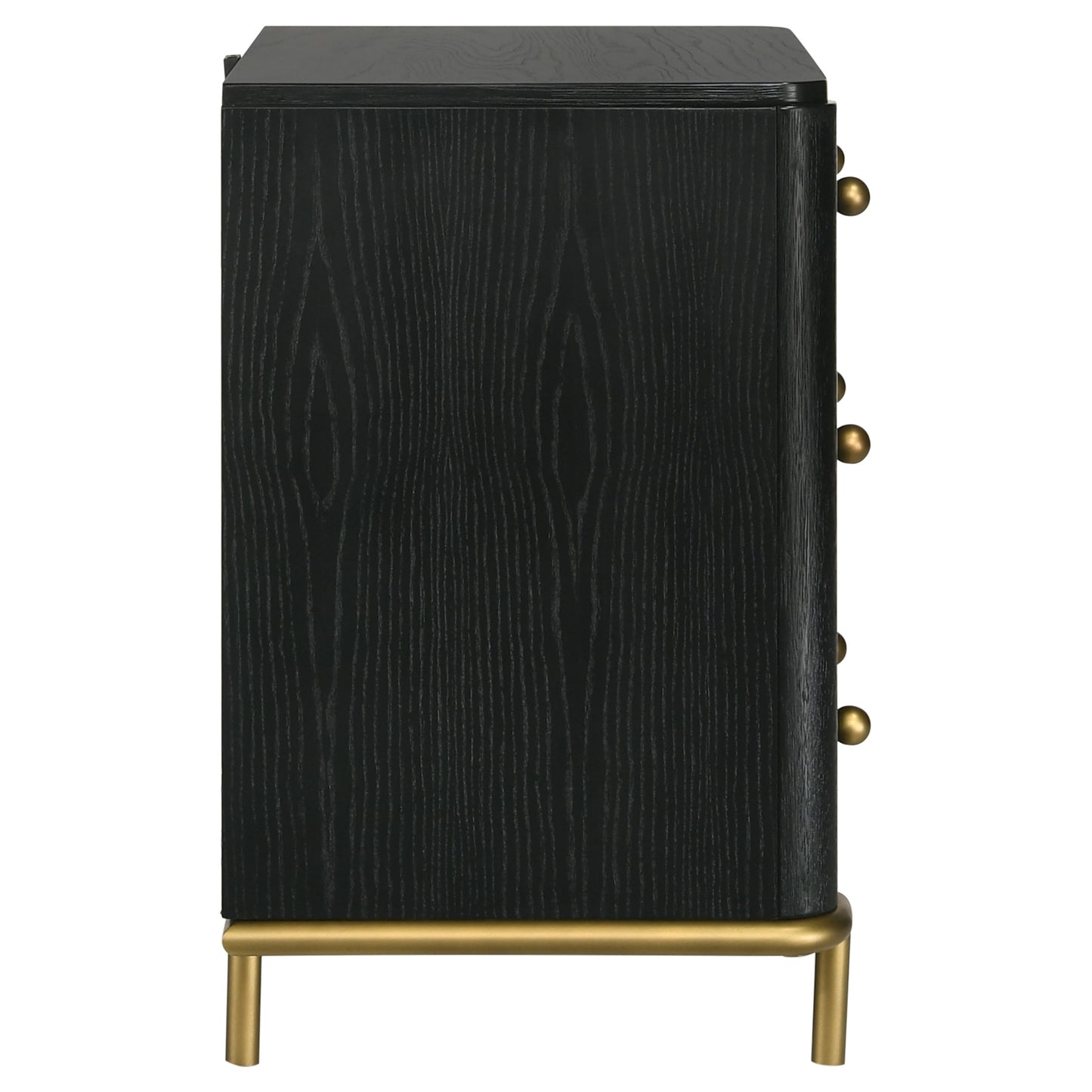 janine 3-drawer nightstand black