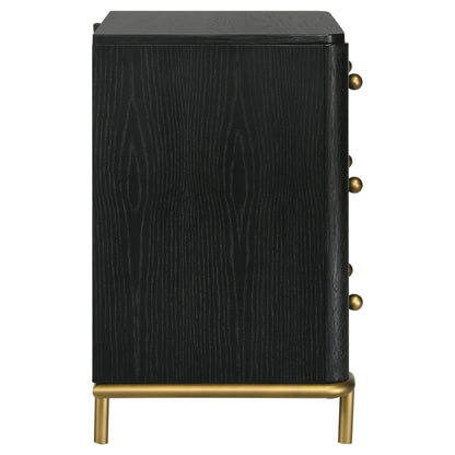 Janine 3-drawer Nightstand Black