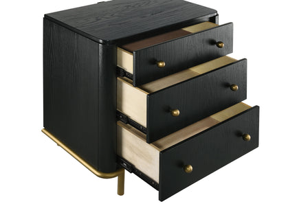 Janine 3-drawer Nightstand Black