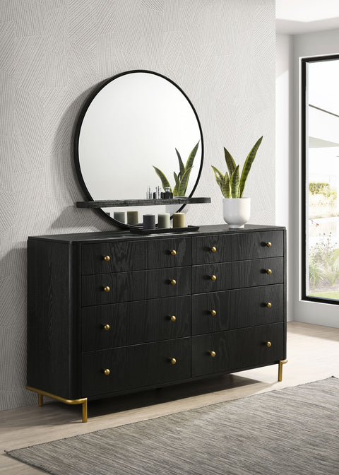 Elmcrest 8-drawer Dresser with Mirror BlackBlack