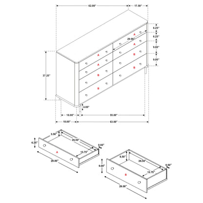 Janine 8-drawer Dresser Black