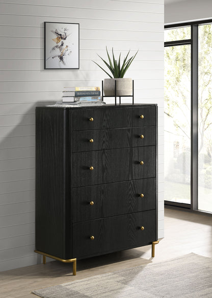 Janine 5-drawer Bedroom Chest Black