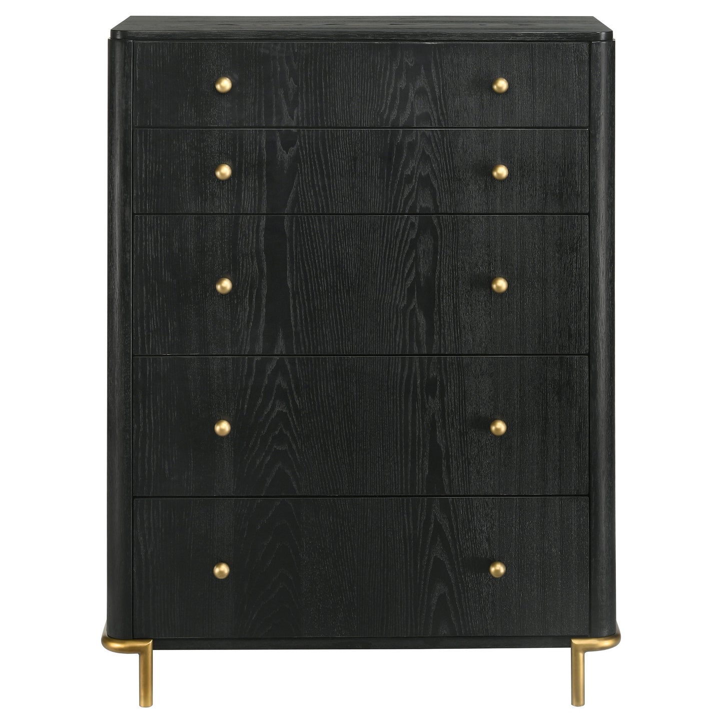 janine 5-drawer bedroom chest black