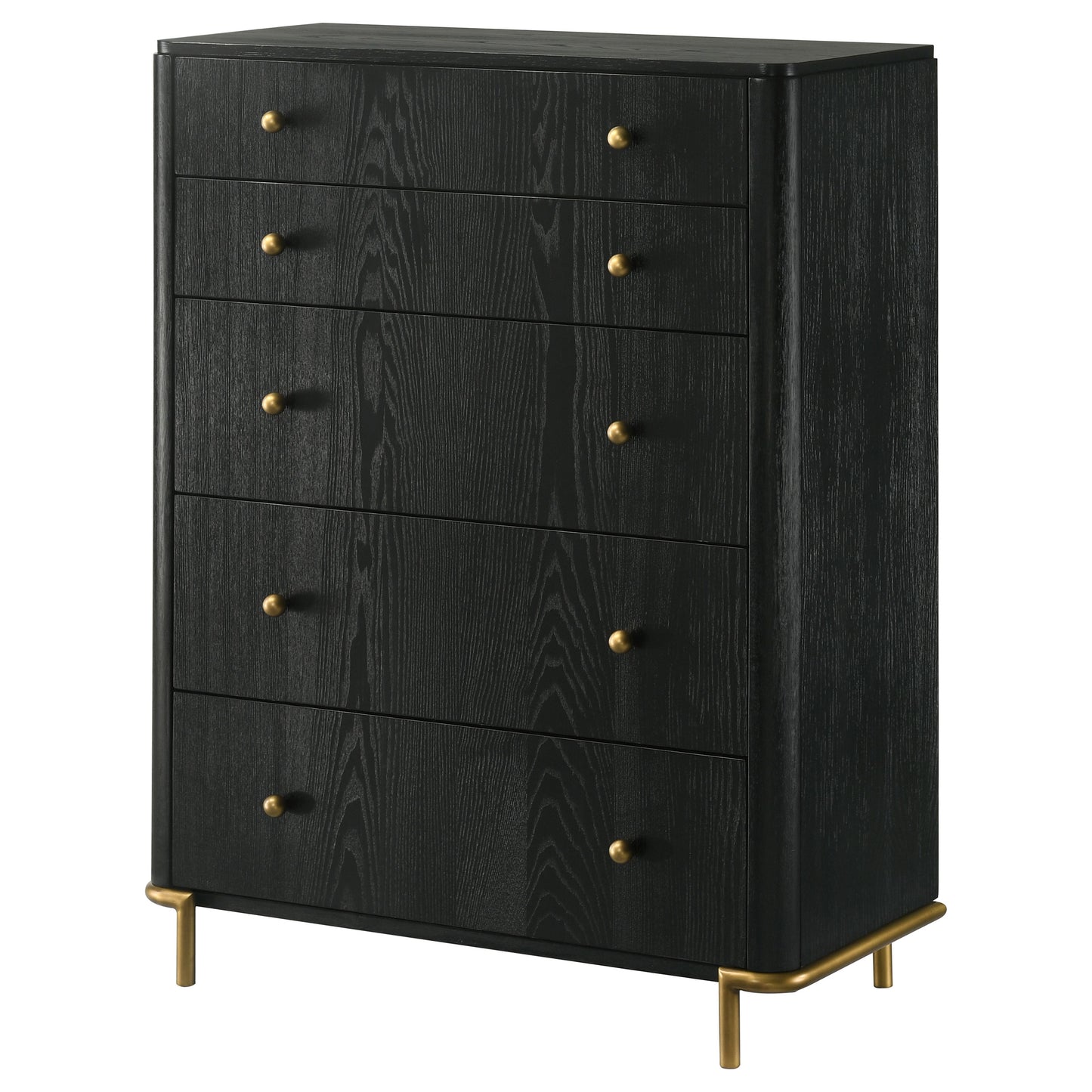 janine 5-drawer bedroom chest black