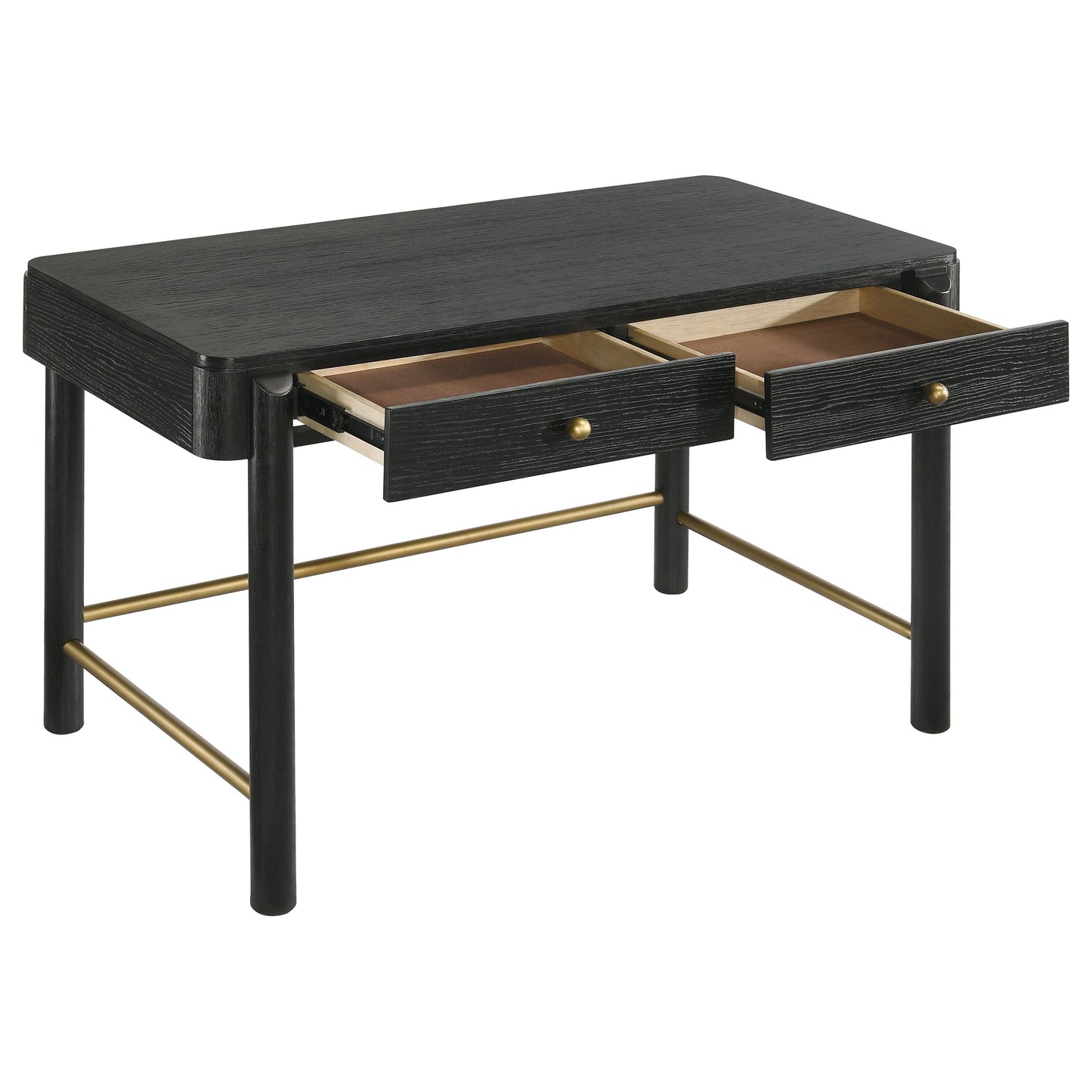 janine 2-drawer vanity desk makeup table black