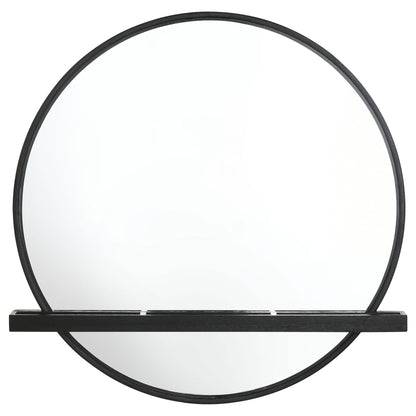 Janine Round Vanity Wall Mirror with Shelf Black