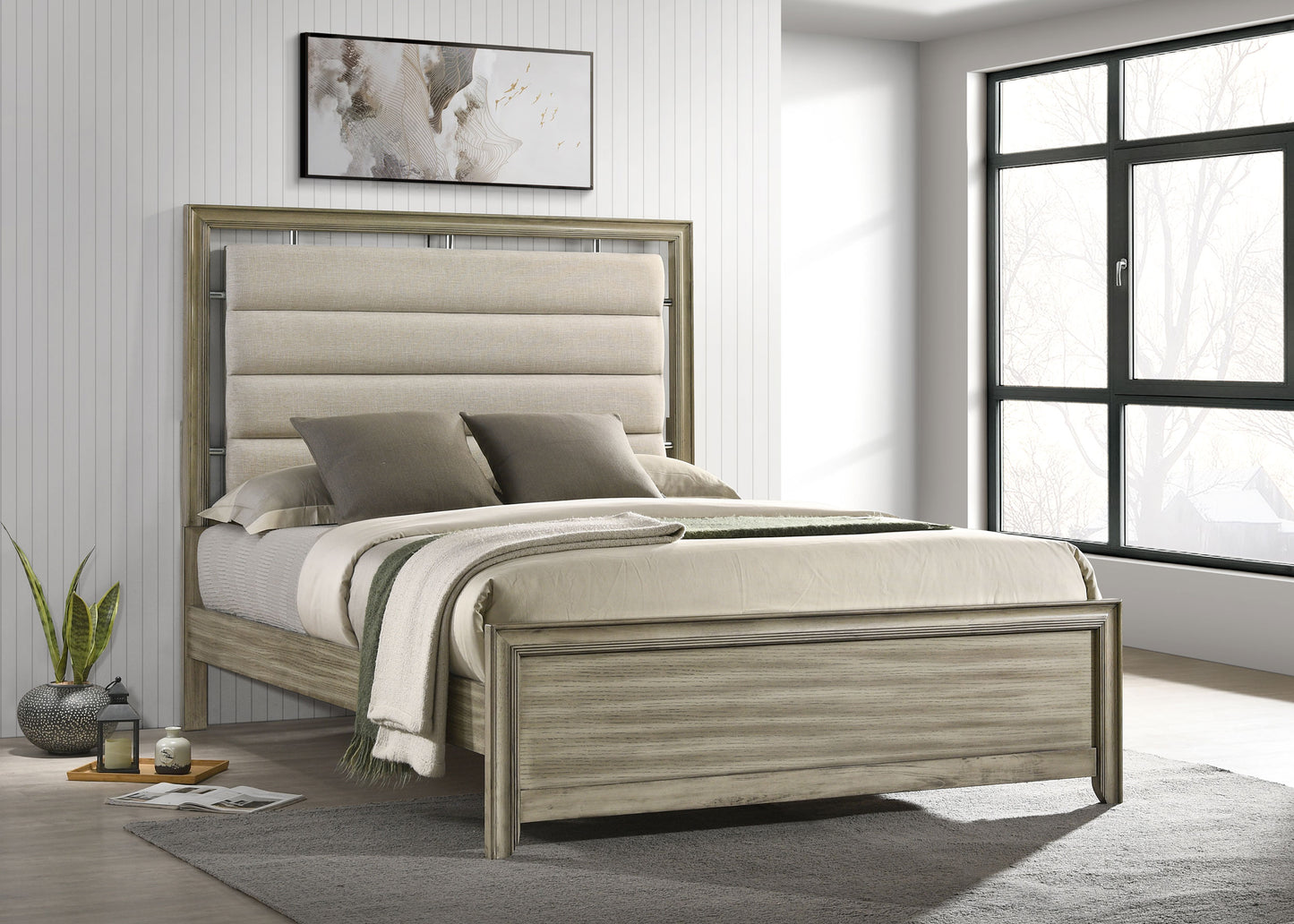 antonella wood eastern king panel bed rustic beige