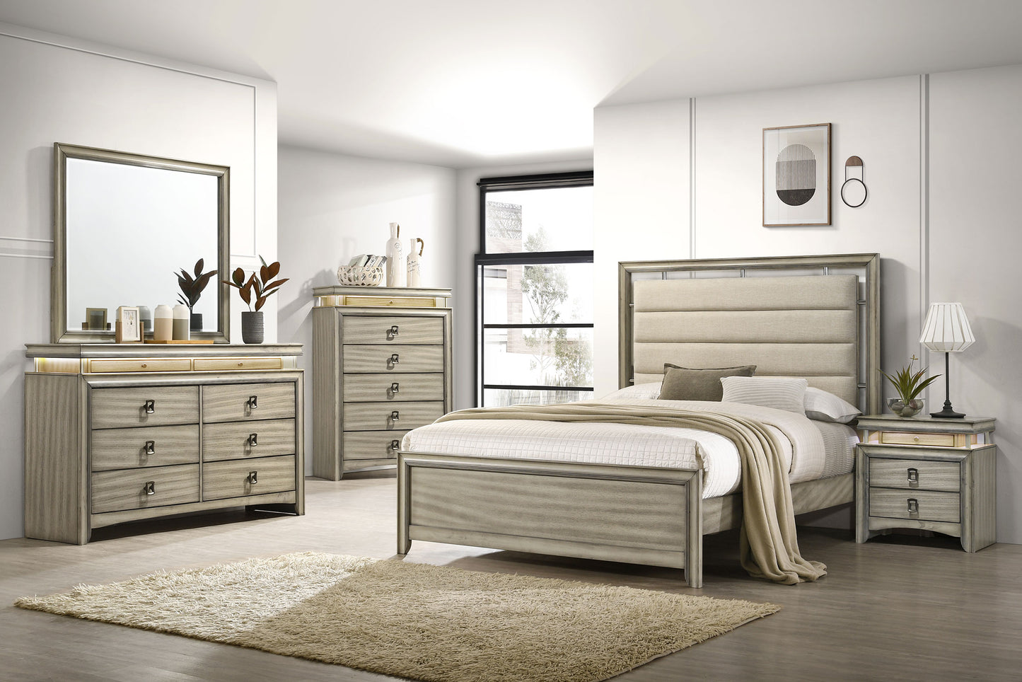 antonella wood eastern king panel bed rustic beige