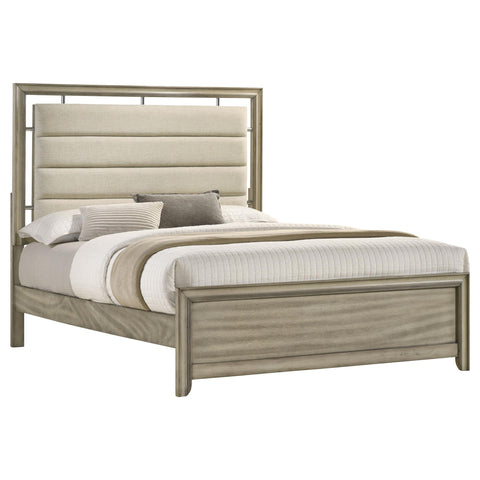 Denison Wood California King Panel Bed Rustic Beige